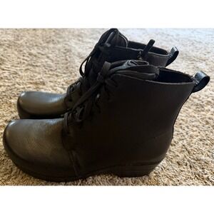 Dansko Sigourney Black Leather High Heel Clog Boots Sz 41 10 New